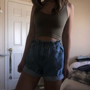 NWT Paper bag denim shorts